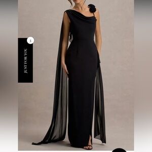 Club L London One Shoulder Black Gown
